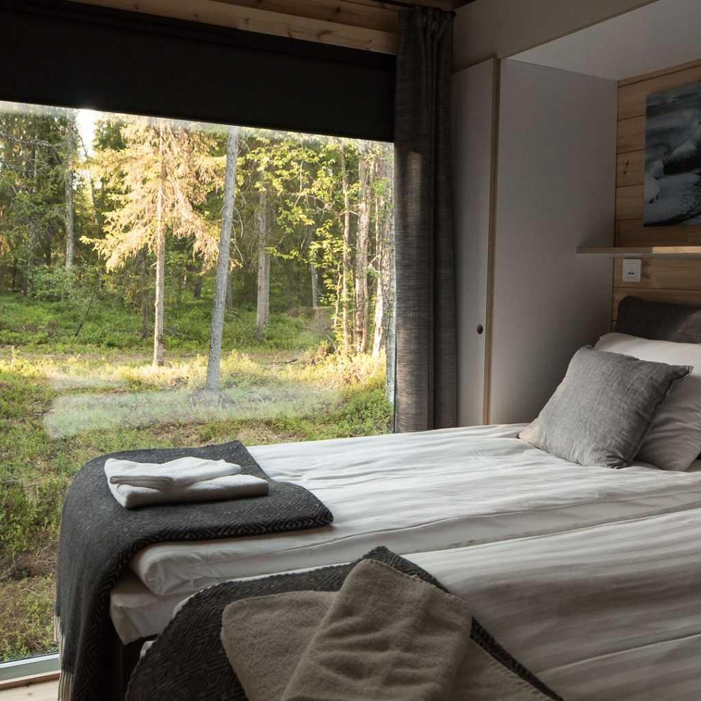 Accommodation, Panorama huts, inside, summer / Arctic Circle Wilderness Resort, Rovaniemi, Wild Nordic Finland @wildnordicfinland
