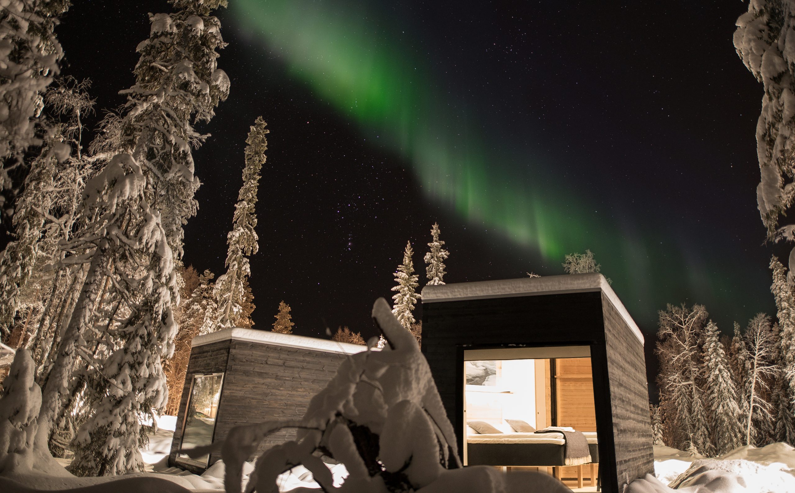 Accommodation, Panorama huts, outside, winter / Arctic Circle Wilderness Resort, Rovaniemi, Wild Nordic Finland @wildnordicfinland