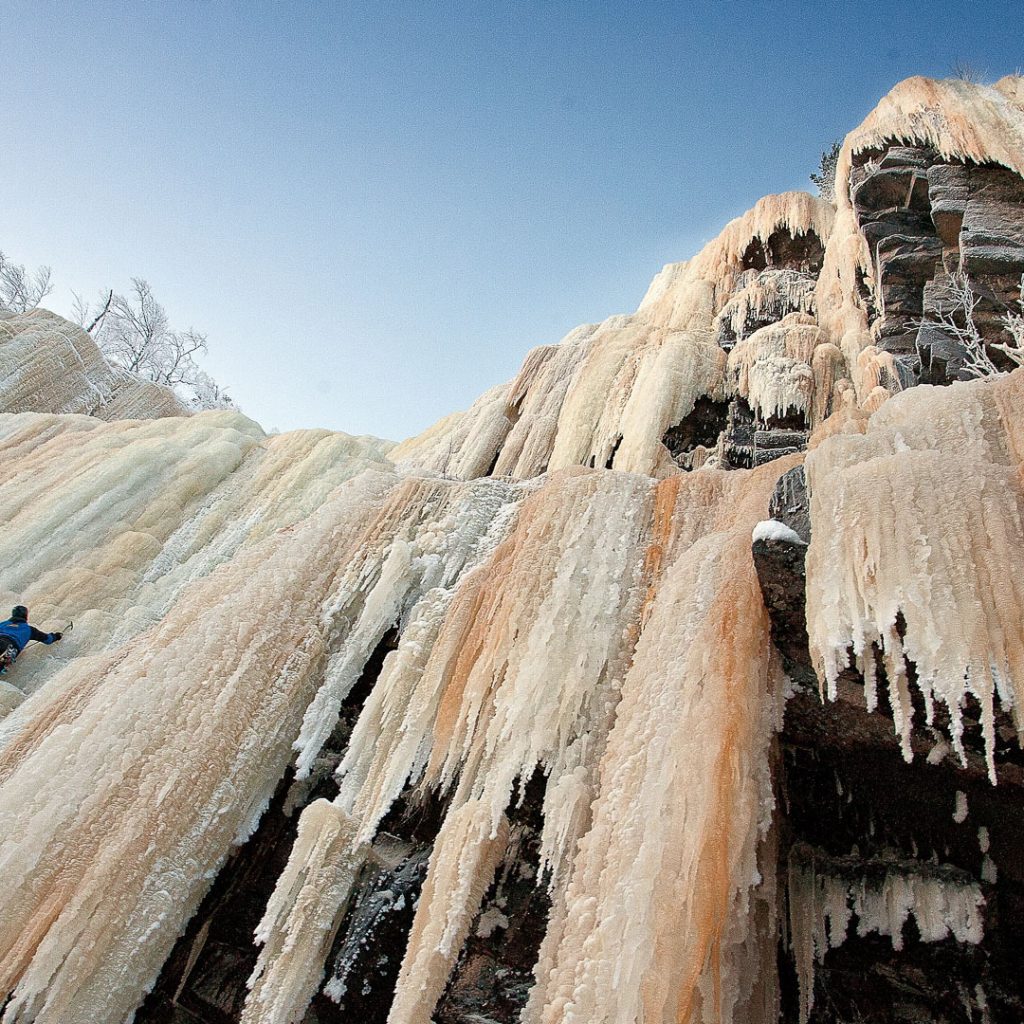 Ice Climbing Experience at Korouoma Frozen Waterfalls, Rovaniemi, Wild Nordic Finland @wildnordicfinland
