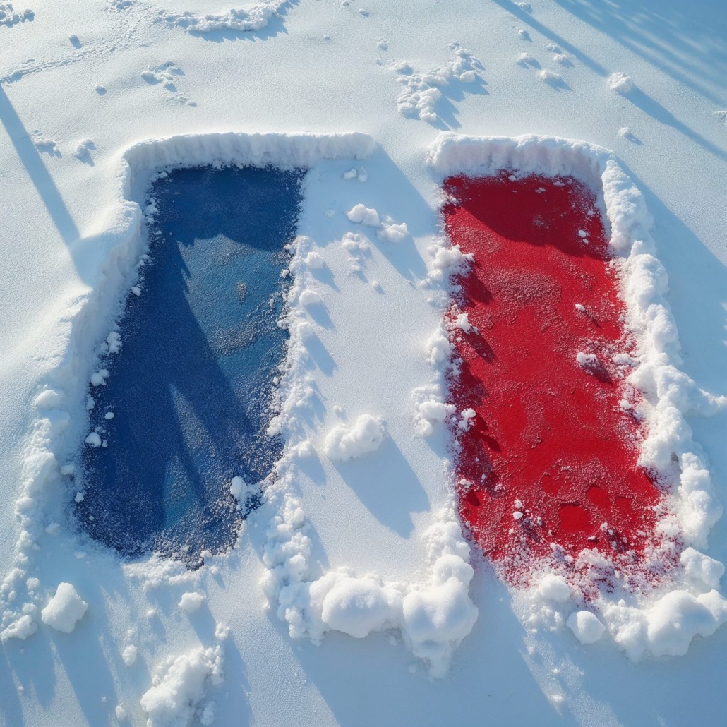 Flag of France in made in the snow