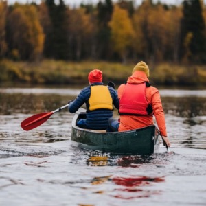 Peaceful Paddle in a Canoe on Ounasjoki River