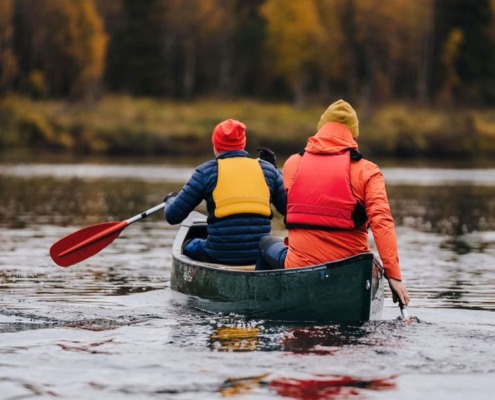 Peaceful Paddle in a Canoe on Ounasjoki River
