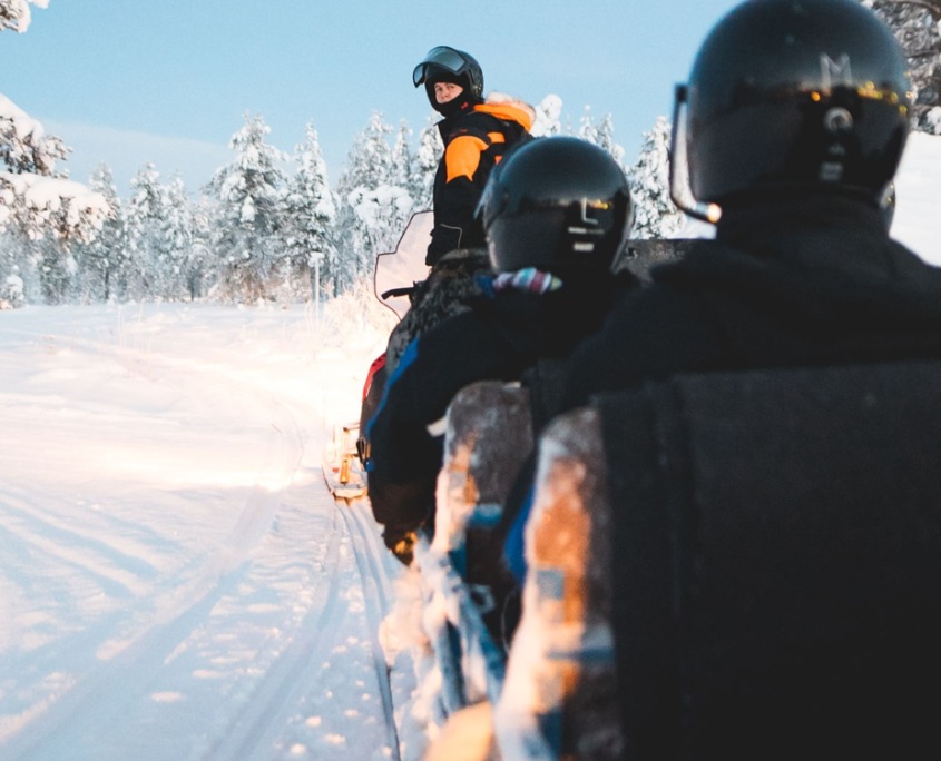 Snowmobile Safari into the Arctic Circle Forest by Wild Nordic in Rovaniemi Finland