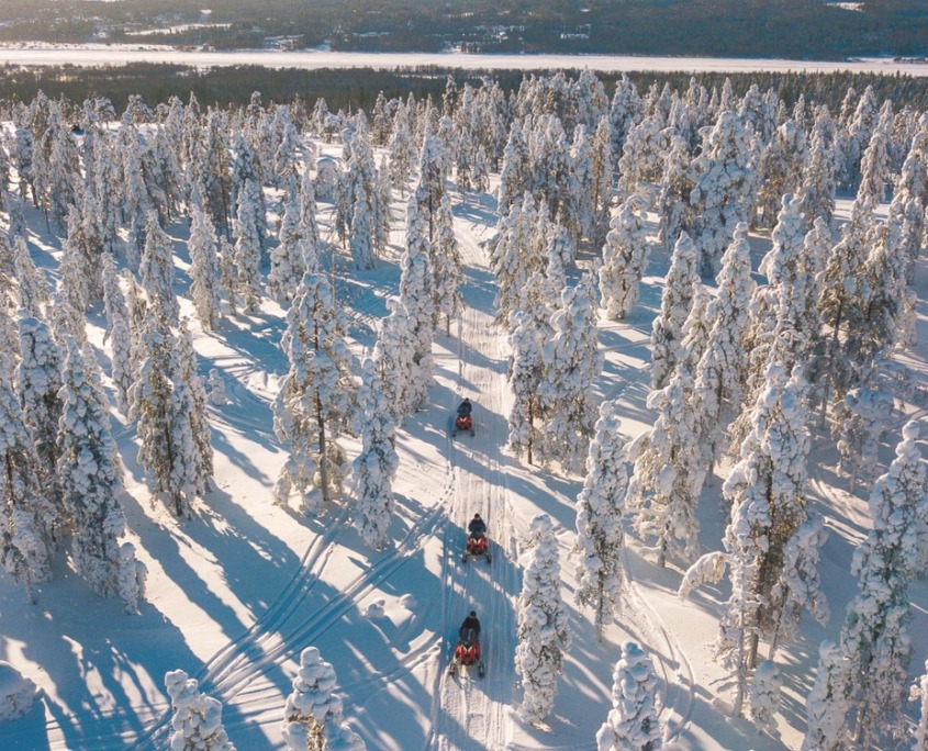 Snowmobile Safari into the Arctic Circle Forest by Wild Nordic in Rovaniemi Finland