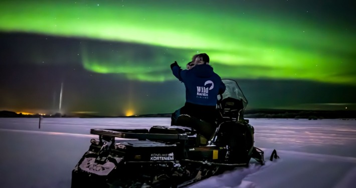 Snowmobile Safari to Search for the Northern Lights by Wild Nordic in Rovaniemi Finland