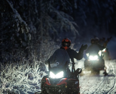 Evening Adventure with Snowmobile and Snacks Wild Nordic Finland in Rovaniemi, Finland